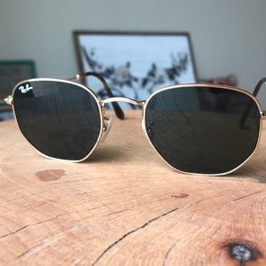 Ray-Ban black and gold hexagon sunglasses